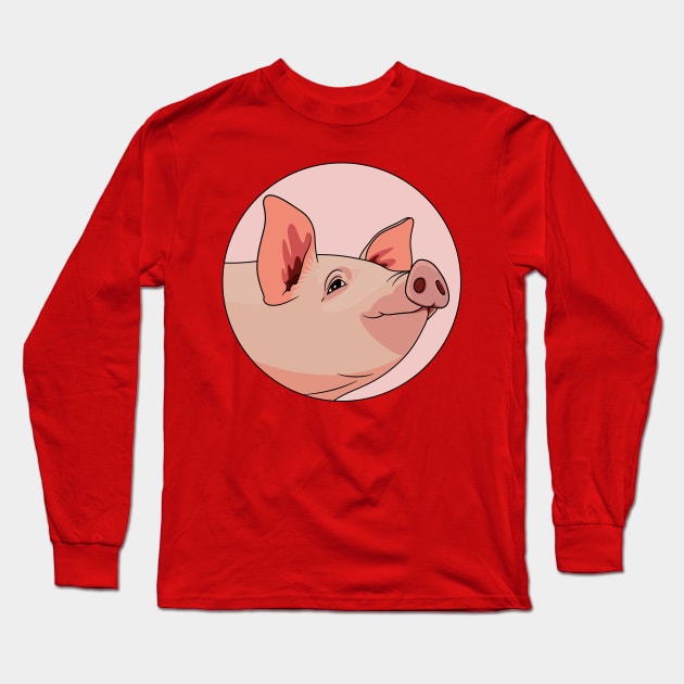 Pig Long Sleeve T-Shirt by BoombasticArt